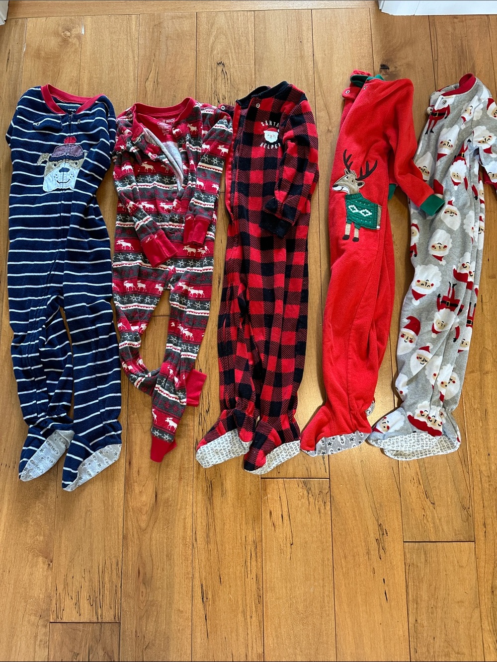 Cozy Holiday Kids Footed Pajama Bundle - Festive Prints